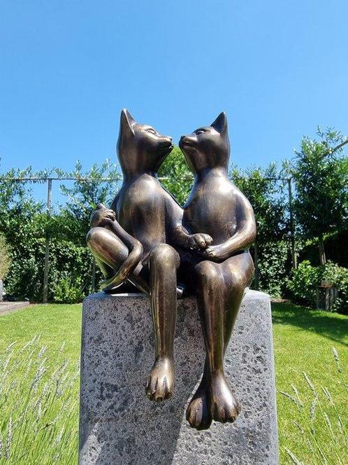 Beeldje - Cats in love - Brons, Antiek en Kunst, Curiosa en Brocante