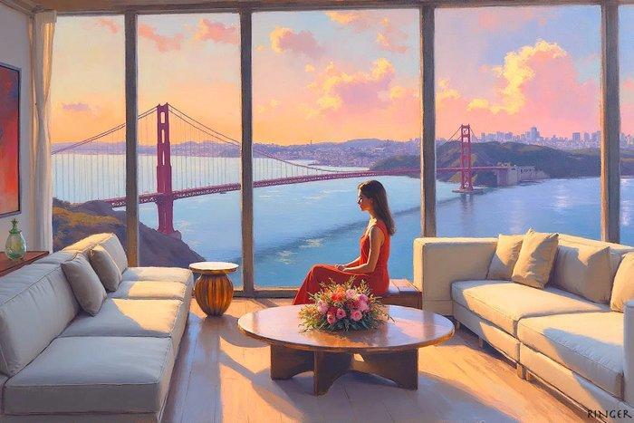 RINGER - San Francisco Bridge Toile 1/1 XL, Antiek en Kunst, Kunst | Designobjecten