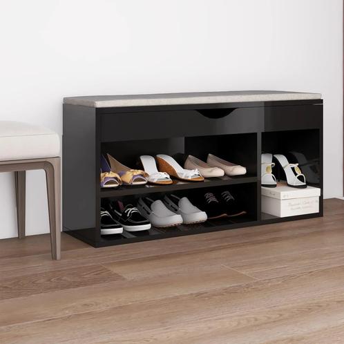vidaXL Schoenenbank met kussen 104x30x49 cm hout hoogglans, Huis en Inrichting, Kasten | Schoenenrekken, Nieuw, Verzenden