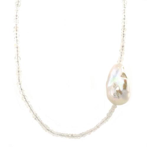 Schoeffel collier met maansteen en parel 18 krt/925, Sieraden, Tassen en Uiterlijk, Kettingen, Nieuw, Ophalen of Verzenden