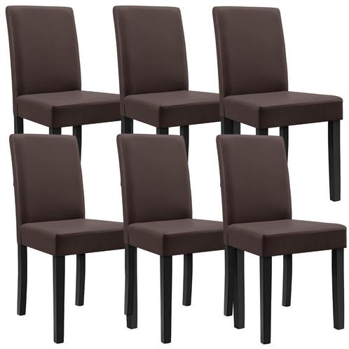 Eetkamerstoel set van 6 Hamburg kunstleer bruin en zwart [en, Huis en Inrichting, Stoelen, Nieuw, Verzenden