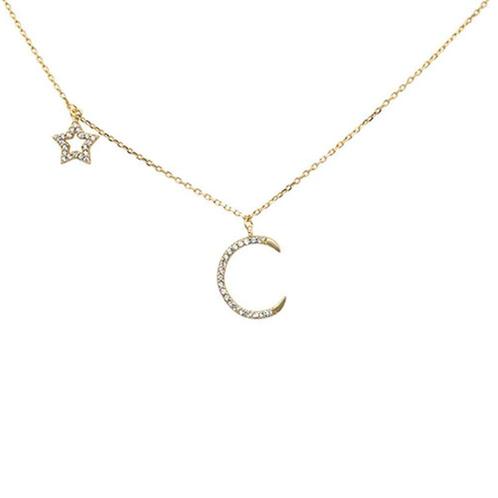 Gold plated 925 zilver moon en star ketting, Sieraden, Tassen en Uiterlijk, Kettingen, Nieuw, Verzenden