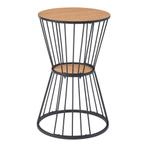 [en.casa] Bijzettafel Fossbergom rond 62xØ40 cm zwart en eik, Huis en Inrichting, Tafels | Bijzettafels, Verzenden, Nieuw