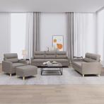 vidaXL 4-delige Loungeset met kussens stof taupe, Huis en Inrichting, Banken | Bankstellen, Verzenden, Nieuw, Vierpersoons of meer