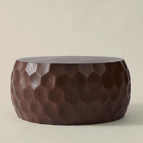 *WOONWINKEL* Ronde Salontafel Hout Met Patroon, Huis en Inrichting, Tafels | Salontafels, Nieuw, Verzenden
