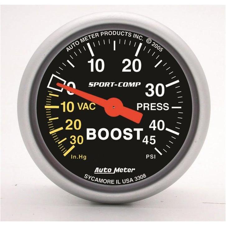 Autometer Sport-Comp 52mm 45 PSI Mechanical Boost Gauge -, Auto-onderdelen, Interieur en Bekleding, Ophalen of Verzenden