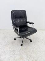 Tecno P128 directiestoel zwart leder, Vergader- of Presentatieruimte, Ophalen of Verzenden, Gebruikt, Stoel