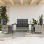 vidaXL 4-delige Tuinset met kussens poly rattan grijs, Tuin en Terras, Tuinsets en Loungesets, Verzenden, Nieuw, Rotan, Tuinset