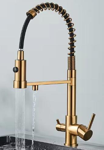 Zwarte Keukenkraan met Dubbele Uitloop & Waterfilter, Doe-het-zelf en Verbouw, Sanitair, Nieuw, Verzenden