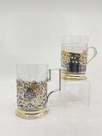 Bekerglas (2) - Theeglas , podstakannik - .875 (84, Antiek en Kunst