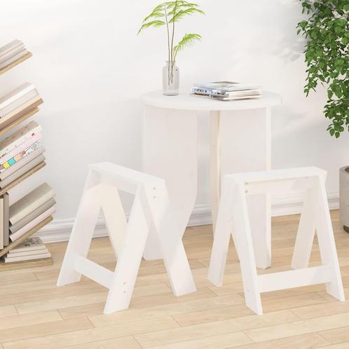 vidaXL Krukken 2 st 40x40x45 cm massief grenenhout wit, Huis en Inrichting, Stoelen, Wit, Nieuw, Verzenden