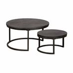 *WOONWINKEL* Tower Living Viola Mangohouten Salontafelset Zw, Huis en Inrichting, Tafels | Salontafels, Verzenden, Nieuw