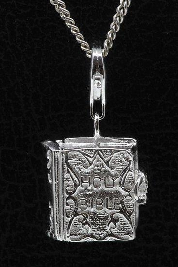 Zilveren Bijbel te openen 2 hanger en/of bedel, Sieraden, Tassen en Uiterlijk, Bedels, Verzenden