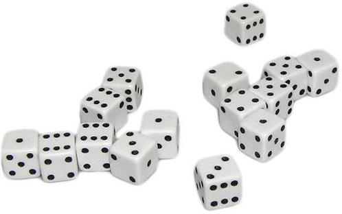Mini Dobbelstenen 7 mm - Wit (15 stuks) | Spellenrijk -, Hobby en Vrije tijd, Gezelschapsspellen | Bordspellen, Nieuw, Verzenden