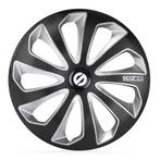 4-Delige Sparco Wieldoppen  Sicilia 15-inch zwart/zilver/car, Auto diversen, Wieldoppen, Verzenden, Nieuw