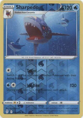 Sharpedo 036/203 reverse holo (Evolving Skies), Hobby en Vrije tijd, Verzamelkaartspellen | Pokémon, Losse kaart, Nieuw, Foil