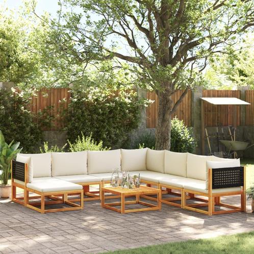 vidaXL 9-delige Loungeset met kussens massief acaciahout, Tuin en Terras, Tuinsets en Loungesets, Loungeset, Nieuw, Hardhout, Verzenden