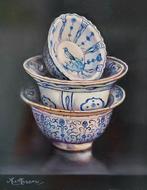 Alfonso Moreno (1947) - Oude Chinese kommen, Antiek en Kunst, Kunst | Schilderijen | Klassiek