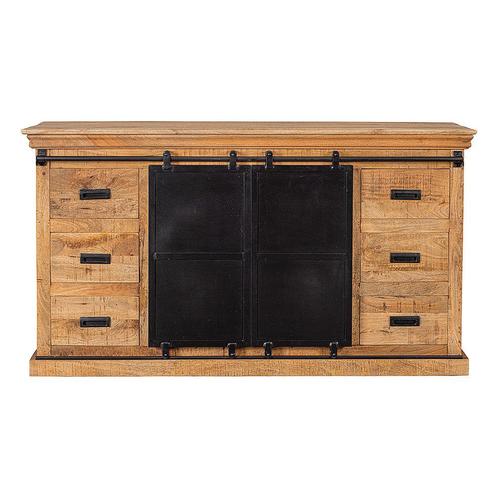 Dressoir Mangohout Milan 260 cm, Huis en Inrichting, Kasten | Dressoirs, 200 cm of meer, 25 tot 50 cm, Nieuw, Overige houtsoorten