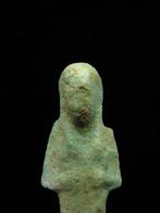 Oud-Egyptisch Faience Ushabti die een schoffel en een, Antiek en Kunst