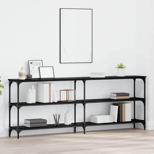 vidaXL Console Tafel met plank met opslag Zwart eiken 200 x, Huis en Inrichting, Tafels | Bijzettafels, Nieuw, 60 cm of meer, Verzenden