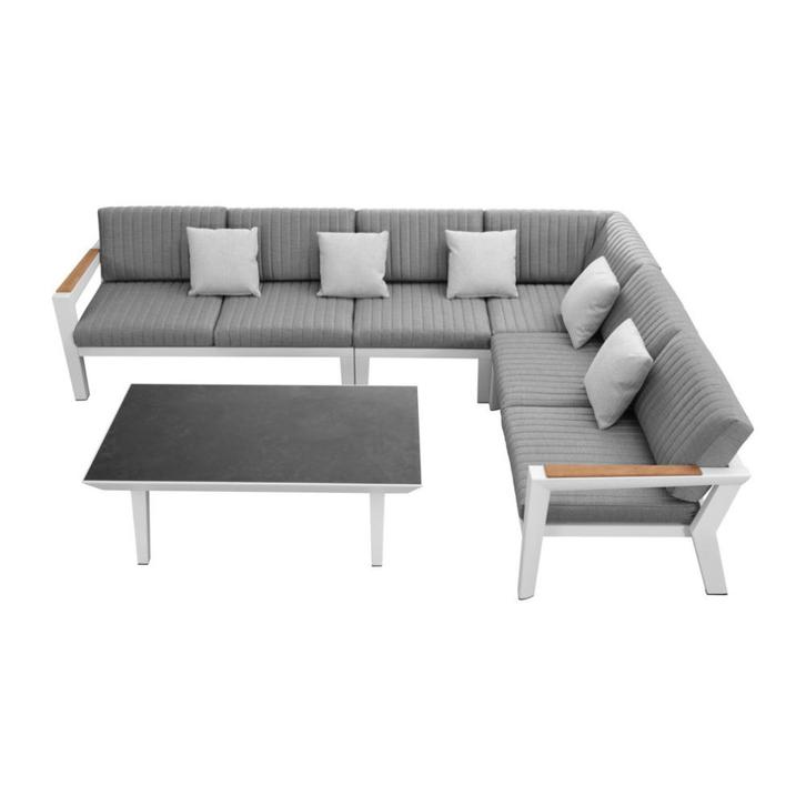 Higold Champion Hoekloungeset - Grijs-Wit -, Tuin en Terras, Tuinsets en Loungesets, Ophalen of Verzenden