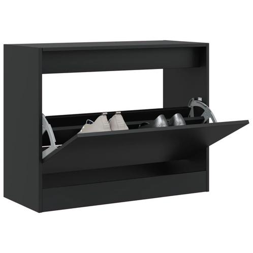 vidaXL Schoenenkast 80x34x63 cm bewerkt hout zwart, Huis en Inrichting, Kasten | Schoenenrekken, Nieuw, Verzenden
