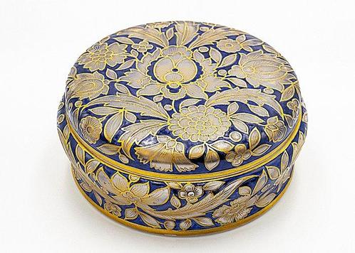 Julius Muhlhaus Bohemian Art Nouveau Cobalt & Gold Enamelled, Antiek en Kunst, Antiek | Glas en Kristal