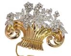 Broche - 18 karaat Geel goud, Platina -  4.10ct. tw. Diamant