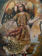Cuzco School - Archangel Raphael fishing - 31 x 41 cm