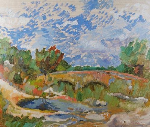 Rob Van Trier (1957) - South of France - The Roman bridge in, Antiek en Kunst, Kunst | Schilderijen | Klassiek