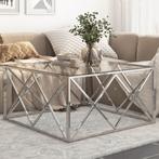 vidaXL Salontafel roestvrijstaal en gehard glas, 100 tot 150 cm, 50 tot 75 cm, Verzenden, Nieuw