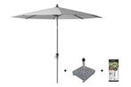 Platinum Riva stokparasol 2,5 m. rond - Light Grey met voet, Tuin en Terras, Verzenden, Nieuw, Parasolvoet, Kantelbaar