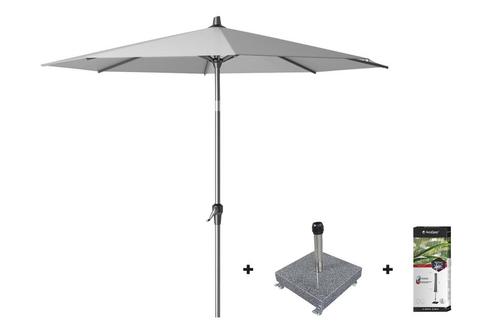 Platinum Riva stokparasol 2,5 m. rond - Light Grey met voet, Tuin en Terras, Parasols, Parasolvoet, Nieuw, Kantelbaar, Verzenden