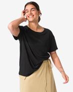 HEMA Dames t-shirt Evie met linnen zwart, Verzenden, Nieuw