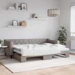 vidaXL Slaapbank met onderschuifbed 80x200 cm stof taupe, Huis en Inrichting, Eenpersoons, Verzenden, Nieuw, 80 cm