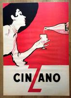 80s - Poster advertising Authorized CINZANO - art decò style, Antiek en Kunst, Kunst | Tekeningen en Foto's