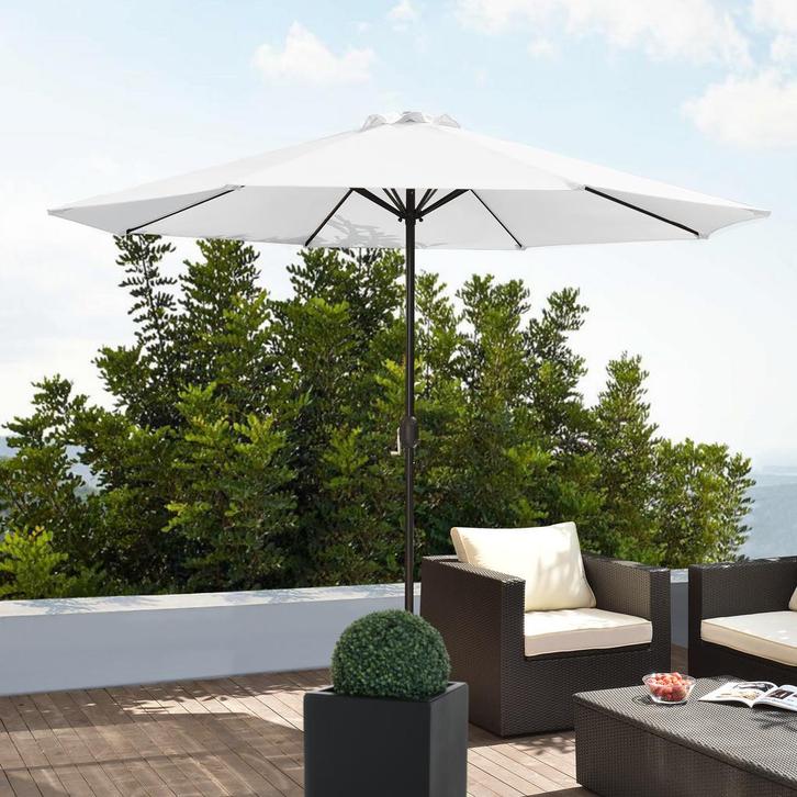 Parasol Budapest tuinparasol met zwengel Ø300 cm wit casa.pr, Tuin en Terras, Parasols, Verzenden
