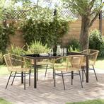 vidaXL Tuin Eetset 5 pcs Bruin poly rattan, Verzenden, Nieuw, Rotan