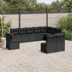 vidaXL 10-delige Loungeset met kussens poly rattan zwart, Tuin en Terras, Tuinsets en Loungesets, Verzenden, Nieuw, Rotan, Loungeset