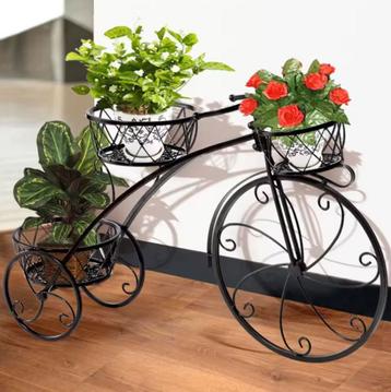 Fiets Bloemenrek – Nieuw Smeedijzeren Driewieler Plantenrek beschikbaar voor biedingen