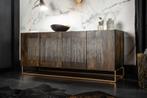 Massief dressoir ONYX 180 cm donkerbruin mangohout edelsteen, Huis en Inrichting, Kasten | Dressoirs, Ophalen of Verzenden, Nieuw