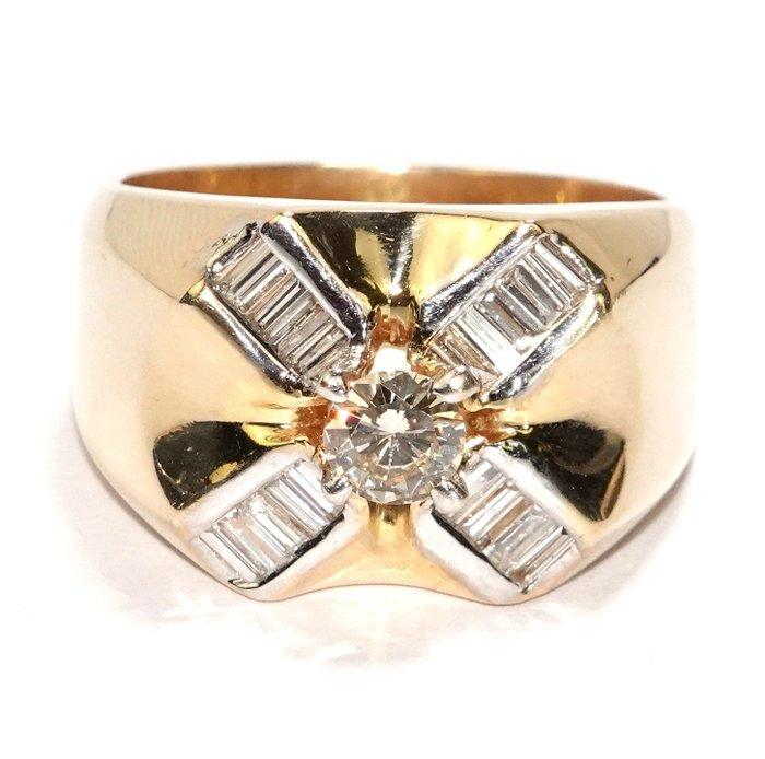 Ring - 14 karaat Geel goud, Witgoud - 1.13ct. tw. Diamant, Sieraden, Tassen en Uiterlijk, Ringen