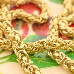 Gouden vierkante koningsschakel ketting | 92 cm, Ophalen of Verzenden, Gebruikt, Overige kleuren, Goud