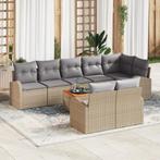 vidaXL Tuin Sofa Set 9 pcs Beige, lichtgrijs Groot Riet,, Verzenden, Nieuw, Rotan