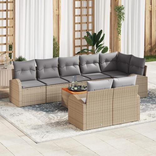vidaXL Tuin Sofa Set 9 pcs Beige, lichtgrijs Groot Riet,, Tuin en Terras, Tuinsets en Loungesets, Nieuw, Rotan, Verzenden