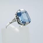 Zilver, Art Deco - Ring - Blauwe Spinel (Getest!)