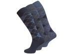 3 paar Heren kniekousen - Geruit - Blauw-mix, Verzenden, Nieuw