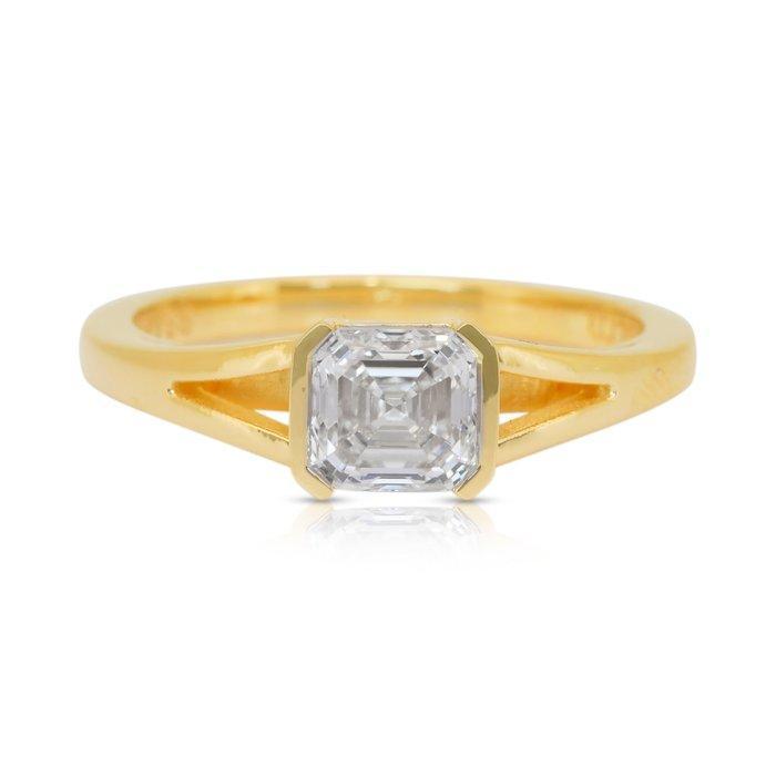 Ring - 18 karaat Geel goud - 1.01ct. tw. Diamant, Sieraden, Tassen en Uiterlijk, Ringen