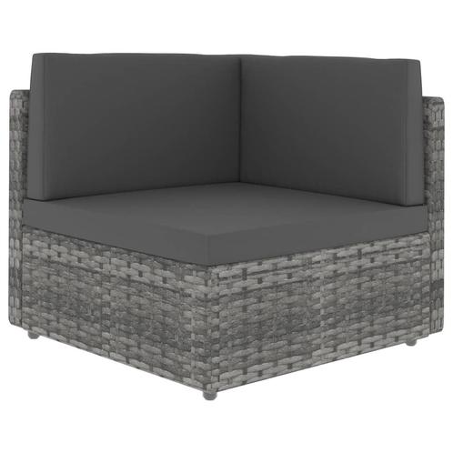 vidaXL Hoekbank sectioneel poly rattan grijs, Tuin en Terras, Tuinsets en Loungesets, Nieuw, Rotan, Verzenden